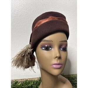 Early 1900’s Gage Brothers & Co Antique Tilt Hat Feathers Satin Velvet